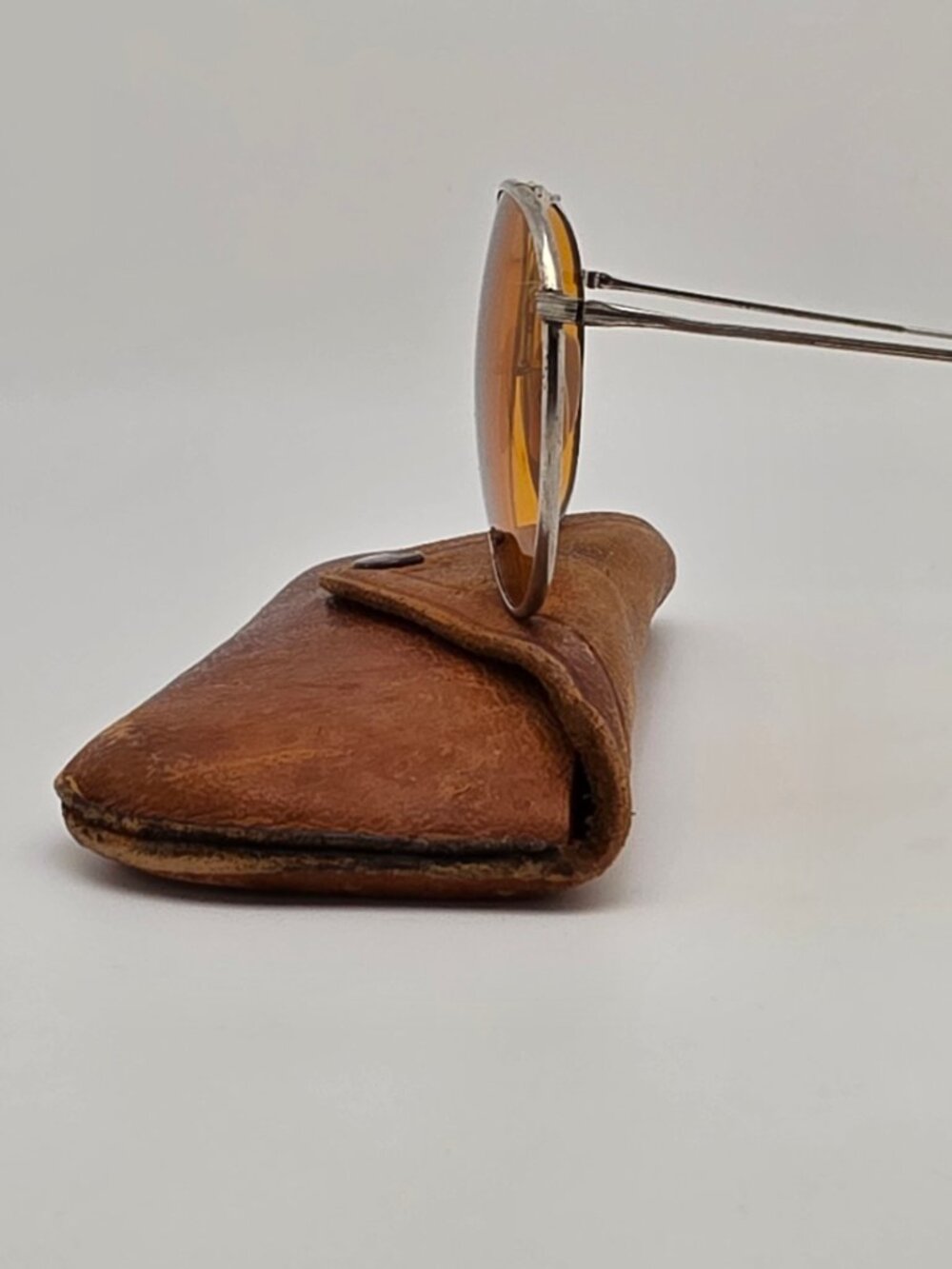 American Optical Type G-1 AAF Nickel Frame Noviole Amber WWII Aviator Sunglasses - Picture 7 of 16